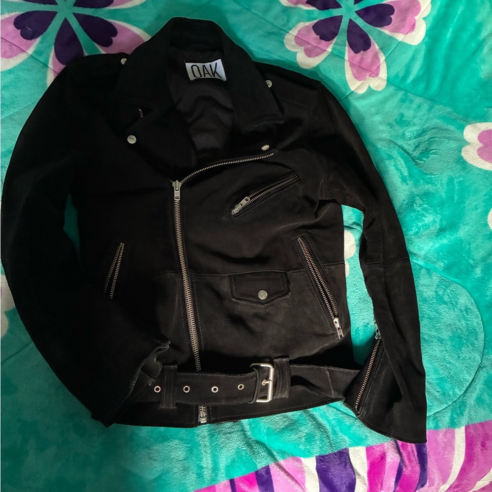 OAK nyc Black suede  Jacket with Belt